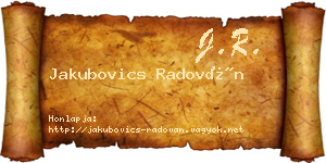 Jakubovics Radován névjegykártya